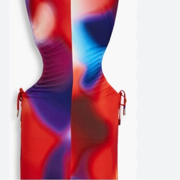 NWT REBECCA VALLANCE Del Prado cutout printed jersey midi dress size 2 $865 - Picture 12 of 16